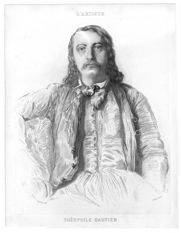 Portrait de Théophile Gautier, gravé par A. Bodin, d’après un dessin de Théodore Chassériau, années 1840. 