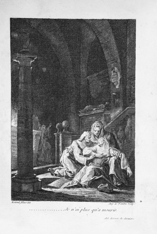 Against forced vocations: frontispiece by an unknown engraver for a play by Baculard d’Arnaud, Euphémie ou Le triomphe de la religion, Paris, Le Jay, 1768: “Je n’ai plus qu’à mourir…” 