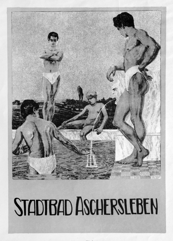 Publicité pour la piscine municipale d’Aschersleben (Prusse), 1899. 