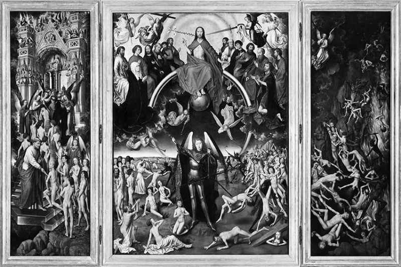 Figure 3 : Hans Memling, Le Jugement dernier, vers 1471 (détail). Triptyque, huile sur bois, volet latéral 223,5 × 72,5 cm