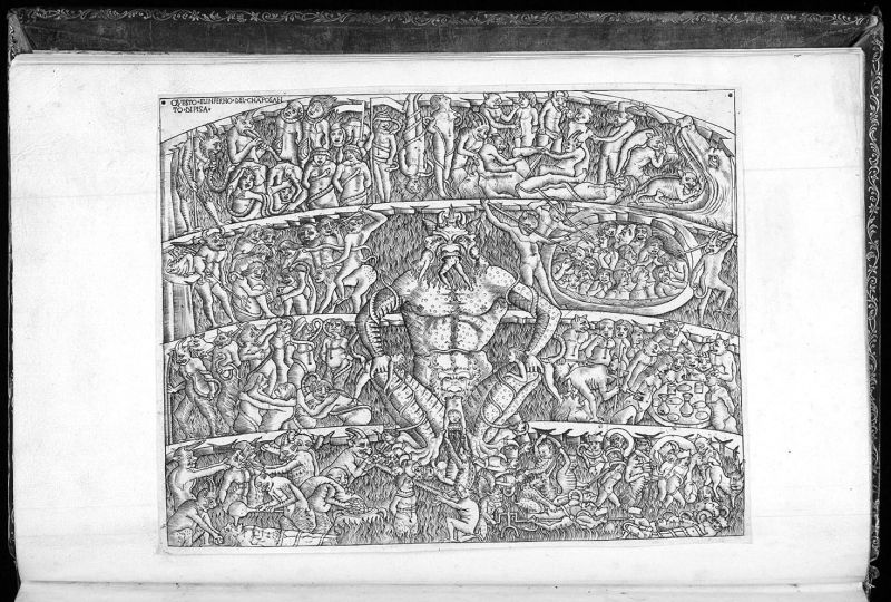Gravure frontispice de Baccio Baldini d’après Sandro Botticelli pour illustrer l’Enfer de Dante, 1481, 22,5 × 28,5 cm